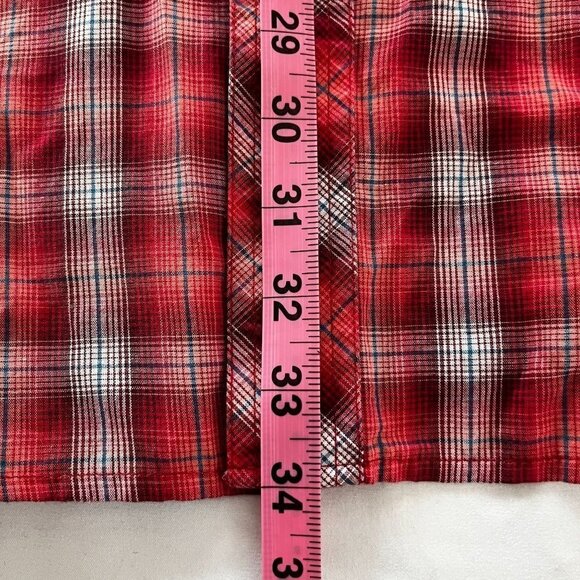 VINTAGE Wrangler Shirt Mens Red Plaid Western Button Perl Snap - Picture 8 of 11